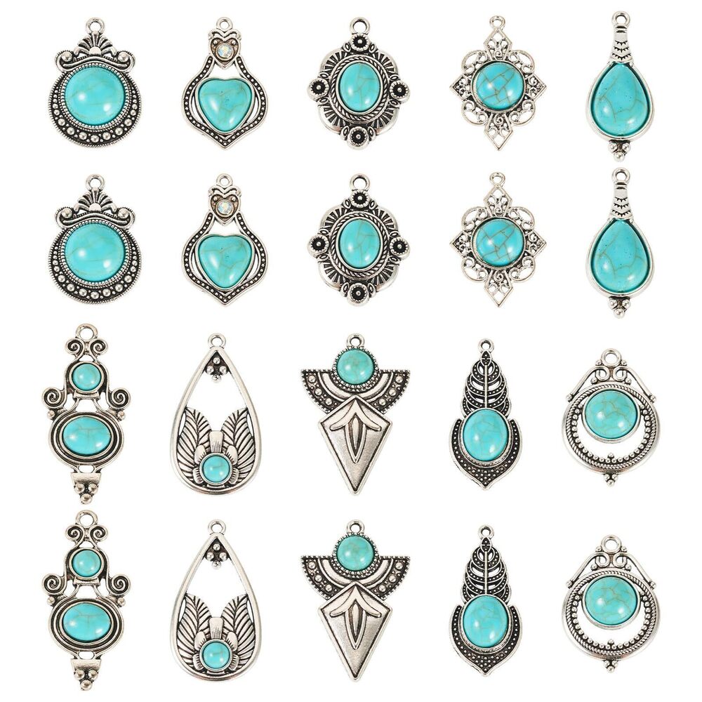 5139 Beadthoven 20Pcs 10 Styles Turquoise Charms Western Charms for Jewelry